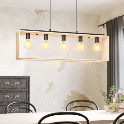 Landelijke hanglamp hout, Olaf
