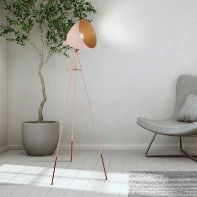 Koperen moderne driepoot vloerlamp staal, Maick