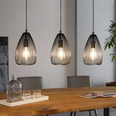 Zwarte industriële hanglamp staal, Maiky
