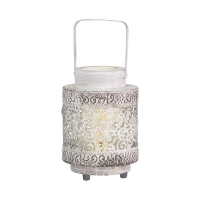 Witte oosterse tafellamp staal, Abdelrahman, met schakelaar