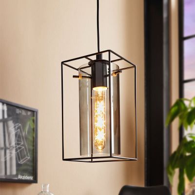 Zwarte industriële hanglamp glas, Aprica