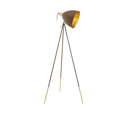 Gouden moderne driepoot vloerlamp staal, Maick, met trekschakelaar