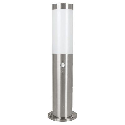 Zilveren staande buitenlamp met schemersensor kunststof, Carlein, IP44
