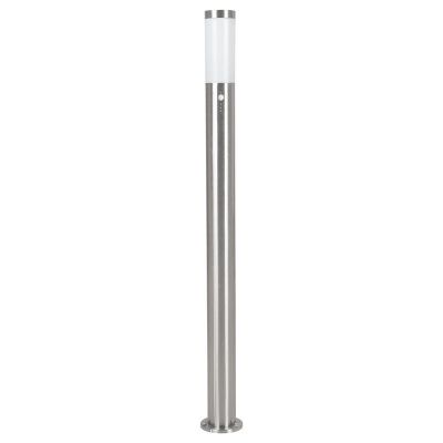 Zilveren staande buitenlamp met schemersensor kunststof, Carlein, IP44