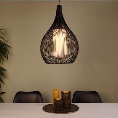 Zwarte industriële hanglamp glas, Maritima