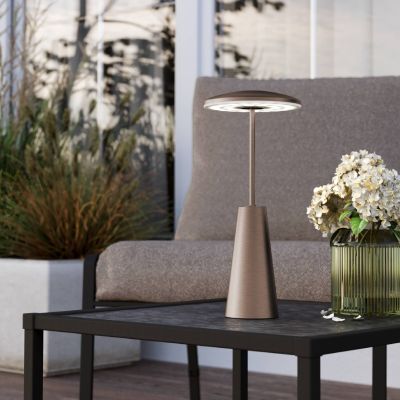 Bronzen moderne tafellamp staal, Ishika, 2,8W, white switch LED, IP54, met touchdimmer