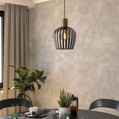 Zwarte industriële hanglamp staal, Insaf