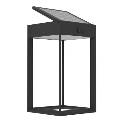 Zwarte buiten wandlamp op zonne-energie kunststof, Hubrecht, 6,5W, 4000K LED, IP65