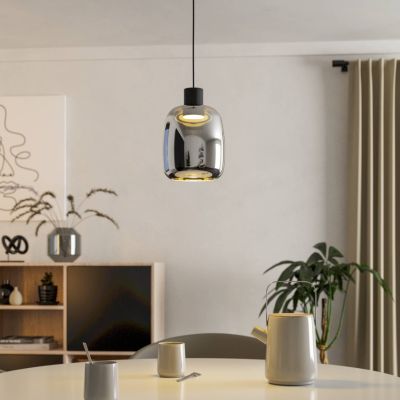 Moderne smart hanglamp rookglas, Tamika, 3,7W, RGBW LED