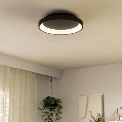 Zwarte plafondlamp, Shauni, 12W, warm tot koud wit verstelbare LED, met afstandsbediening