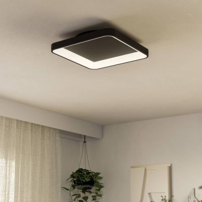 Zwarte plafondlamp, Shauni, 12W, warm tot koud wit verstelbare LED, met afstandsbediening