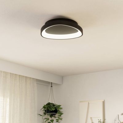 Zwarte plafondlamp, Shauni, 12W, warm tot koud wit verstelbare LED, met afstandsbediening
