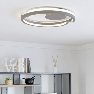 Bruine moderne plafonnière kunststof, Madhvi, 20W, warm tot koud wit verstelbare LED, met afstandsbediening
