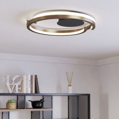 Koperen moderne plafonnière kunststof, Madhvi, 20W, warm tot koud wit verstelbare LED, met afstandsbediening