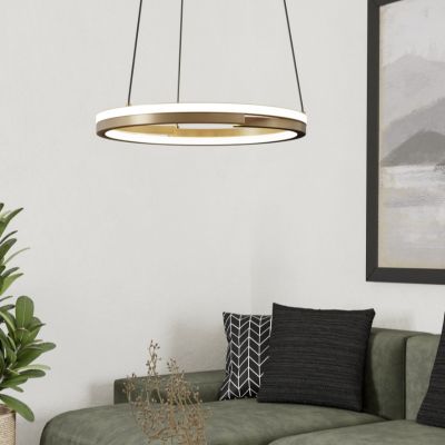 Koperen moderne hanglamp kunststof, Madhvi, 20W, warm tot koud wit verstelbare LED, met afstandsbediening