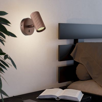 Bronzen moderne wandspot aluminium, Vikram, met schakelaar