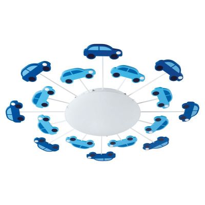 Olle plafondlamp voor kinderkamer stoere auto's blauw