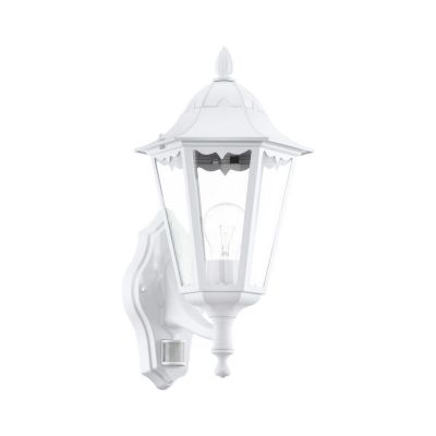 Witte klassieke buiten wandlamp met bewegingssensor aluminium, Leanna, IP44