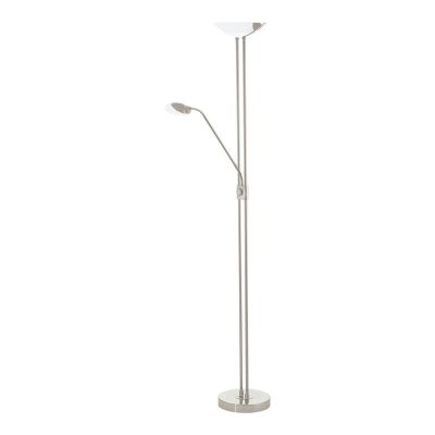 Nikkelen design staande leeslamp glas, Brava, 20W, 3000K LED, met schakelaar