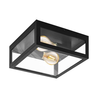 Zwarte industriële buitenlamp staal, Alihan, IP44