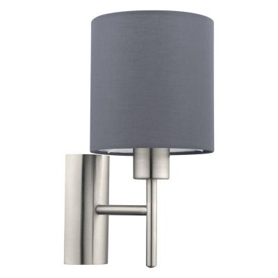 Grijze moderne wandlamp stof, Abano, met schakelaar
