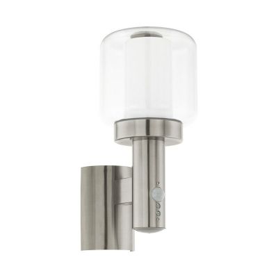 Zilveren buiten wandlamp met bewegingssensor glas, Anco, IP44