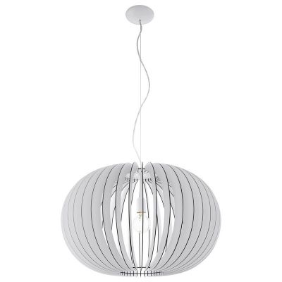 Witte landelijke hanglamp hout, Kiran