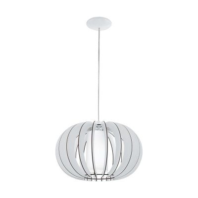 Witte landelijke hanglamp hout, Kiran, 40 cm