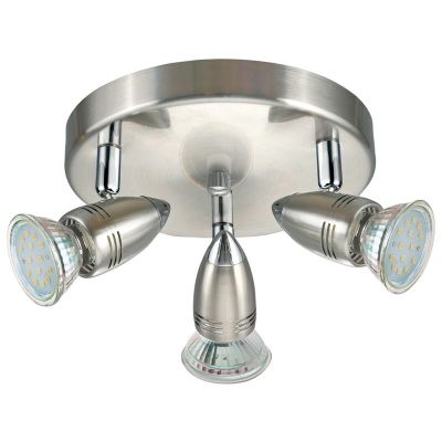 Nikkelen plafondspot Elwin, staal, 3 lampen