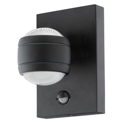 Zwarte buiten wandlamp met bewegingssensor kunststof, Bastien, IP44