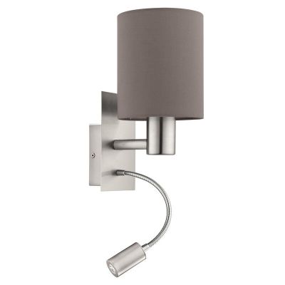 Antraciete moderne wandlamp stof, Abano, met schakelaar