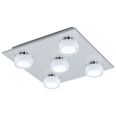 Chromen moderne plafondlamp kunststof, Busra, 7W, 3000K LED, IP44