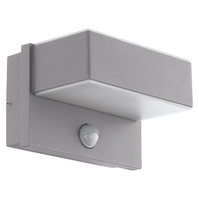 Zilveren moderne buiten wandlamp met bewegingssensor metaal, Jason, IP44