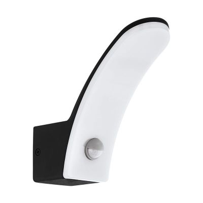 Zwarte moderne buitenlamp met bewegingssensor, Oskar, aluminium, IP44
