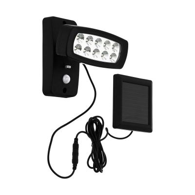 Zwarte buiten wandlamp op zonne-energie kunststof, Fuat, 2W, 3000K LED, IP44