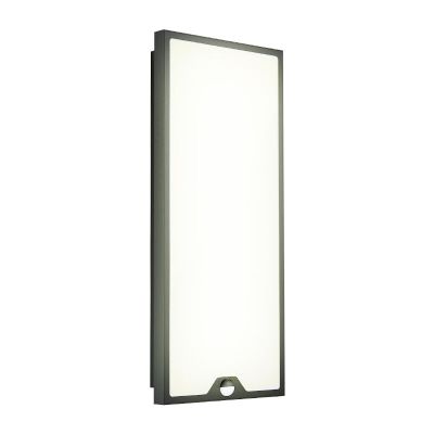 Zwarte moderne buitenlamp met bewegingssensor, Lydian, staal, met bewegingssensor