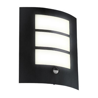 Zwarte moderne buiten wandlamp met bewegingssensor staal, Elyana, IP44