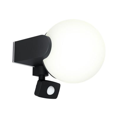 Zwarte moderne buitenlamp met bewegingssensor, Lydia, aluminium, met bewegingssensor