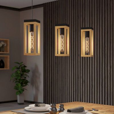 Houten hanglamp bruin, Jasmina