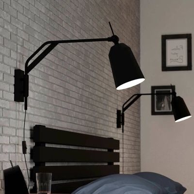 Zwarte industriële wandlamp aluminium, Jelco, met schakelaar
