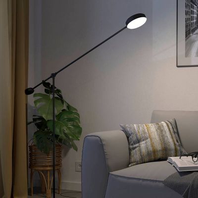 Zwarte moderne staande leeslamp aluminium, Thies, 24W, 3000K LED, 3-staps dimbaar