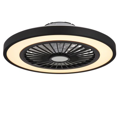 Zwarte moderne plafondventilator kunststof, Komal, 45W, warm tot koud wit verstelbare LED, met afstandsbediening