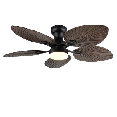 Bruine landelijke plafondventilator metaal, Naduah, 22W, white switch LED, met afstandsbediening
