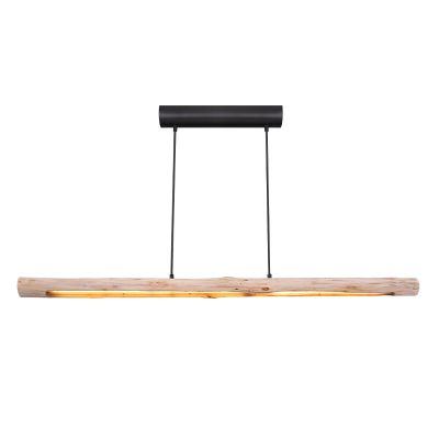 Landelijke hanglamp Abbas, bruin, hout, 3000K LED