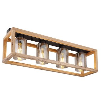 Industriële plafondlamp hout, Pyke
