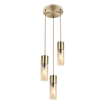 Design eettafel hanglamp Xena, amber, glas
