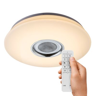 Witte plafonnière Adali, kunststof, RGBW (alle kleuren + wit) LED