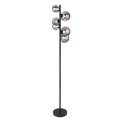 Design vloerlamp Melinda, zwart, rookglas