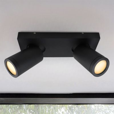 Zwarte badkamer plafondspot Kenan, 2L, IP44