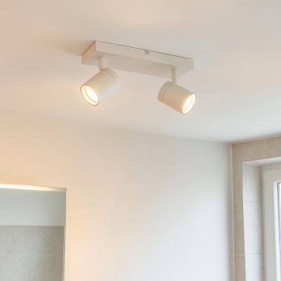 Witte plafondspot Ciara, aluminium, modern, IP44, 2L